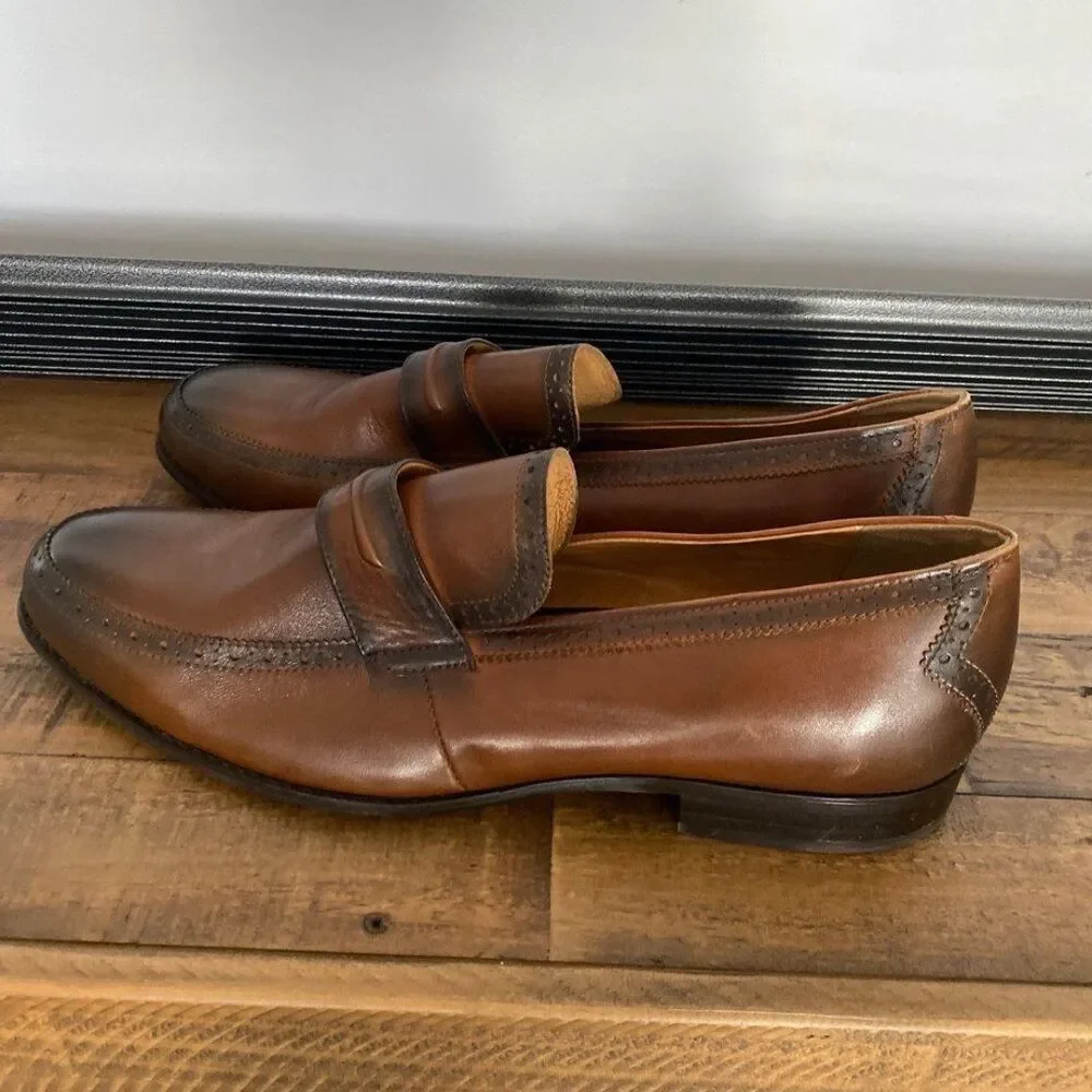 Zanzara New No Box Men's Brown Toe Penny Loafer Slip On Dress Shoes Sz 13 HSS400
